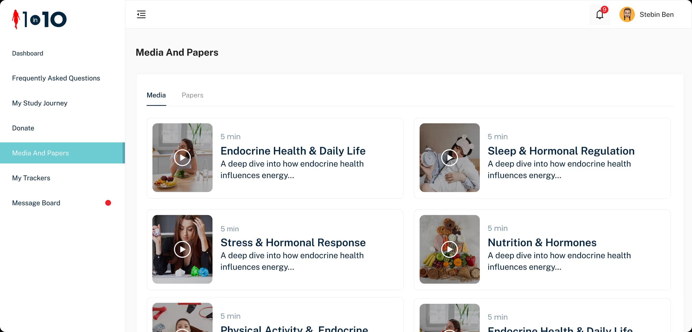 Research media library with educational content on endocrine health