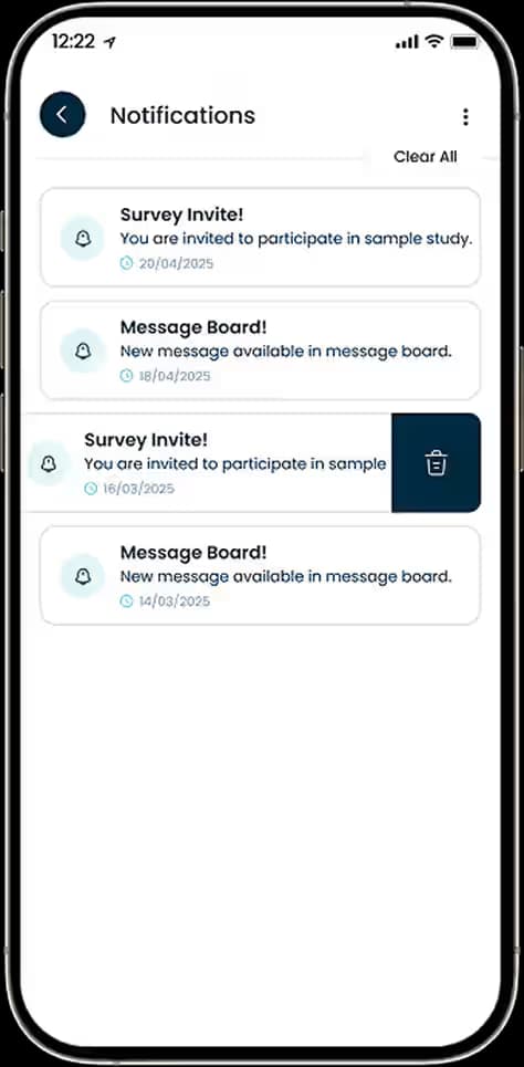 Research notifications for study invitations and participant messages
