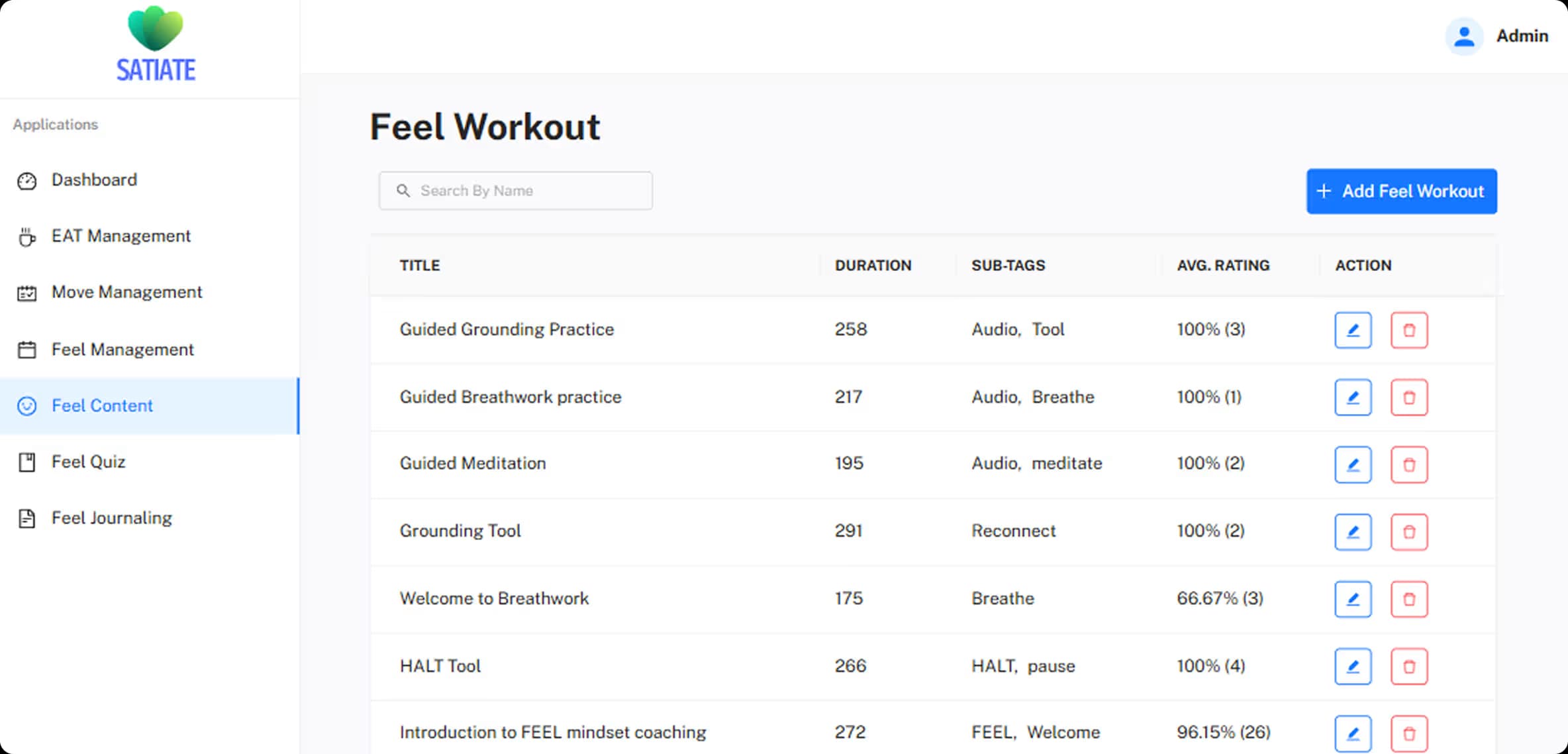 Admin panel for upcoming coaching sessions and call scheduling
