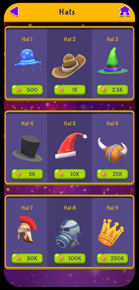 T-Shirts customisation shop screen with unlockable cosmetic items