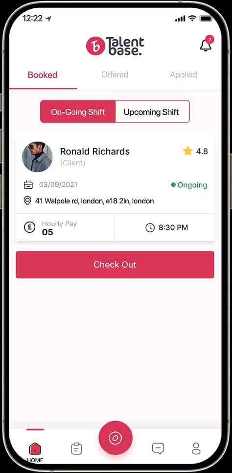 Chef shift tracking for recording work check-in and check-out times