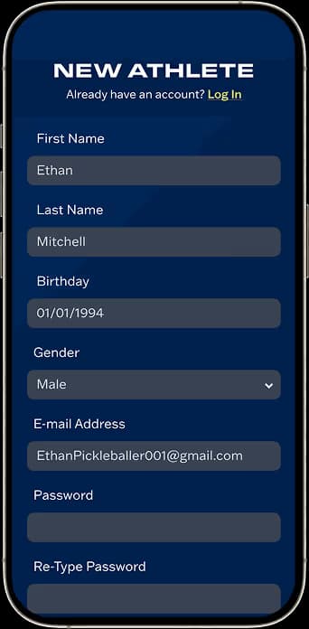 EPC athlete onboarding and profiling screen