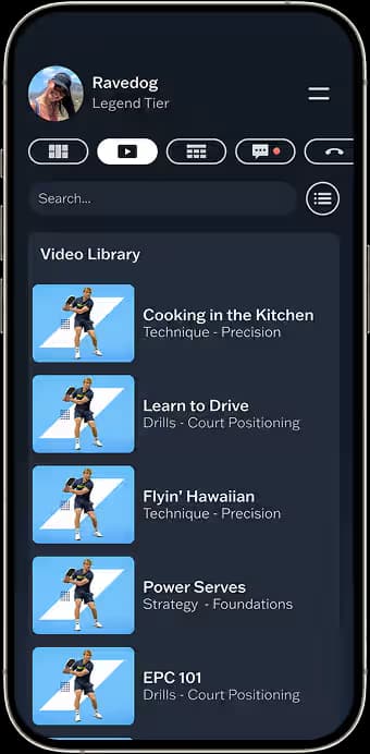 EPC training video library screen