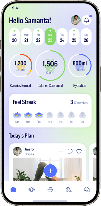 Health dashboard showing nutrition movement and weight progress