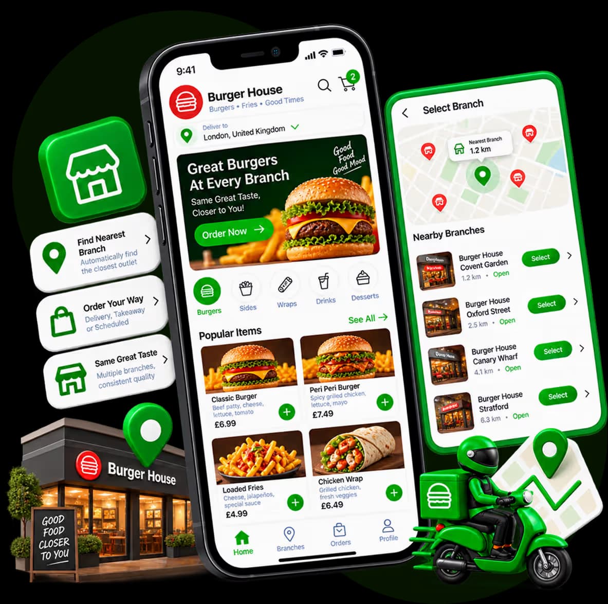 Restaurant chain ordering app